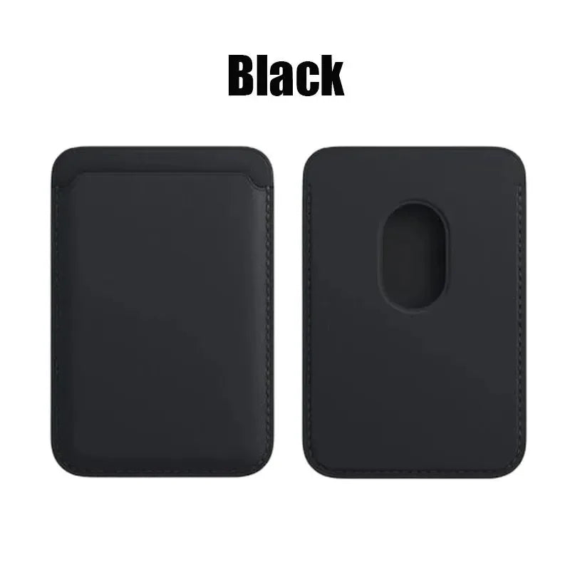Black MagSafe leather wallet slim magnetic phone wallet showcasing front and back views.